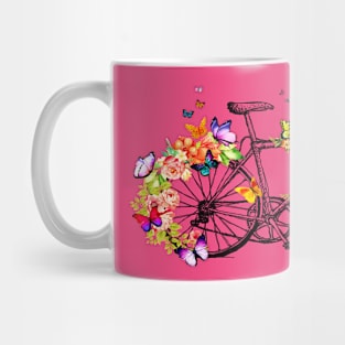 Butterfly flower racing bicycle T-Shirt Mug